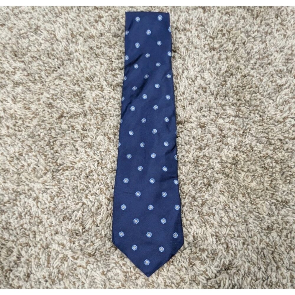 NEW Brooks Brothers 346 100% Silk Neck Tie Blue Flowers Floral Made In USA